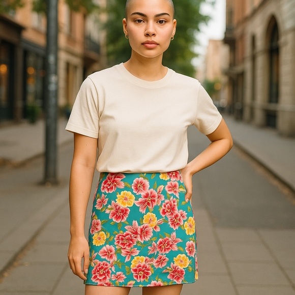 Jones New York Floral Mini Skirt with Bold Colors Sz 10 Euc, 016 - Picture 1 of 3